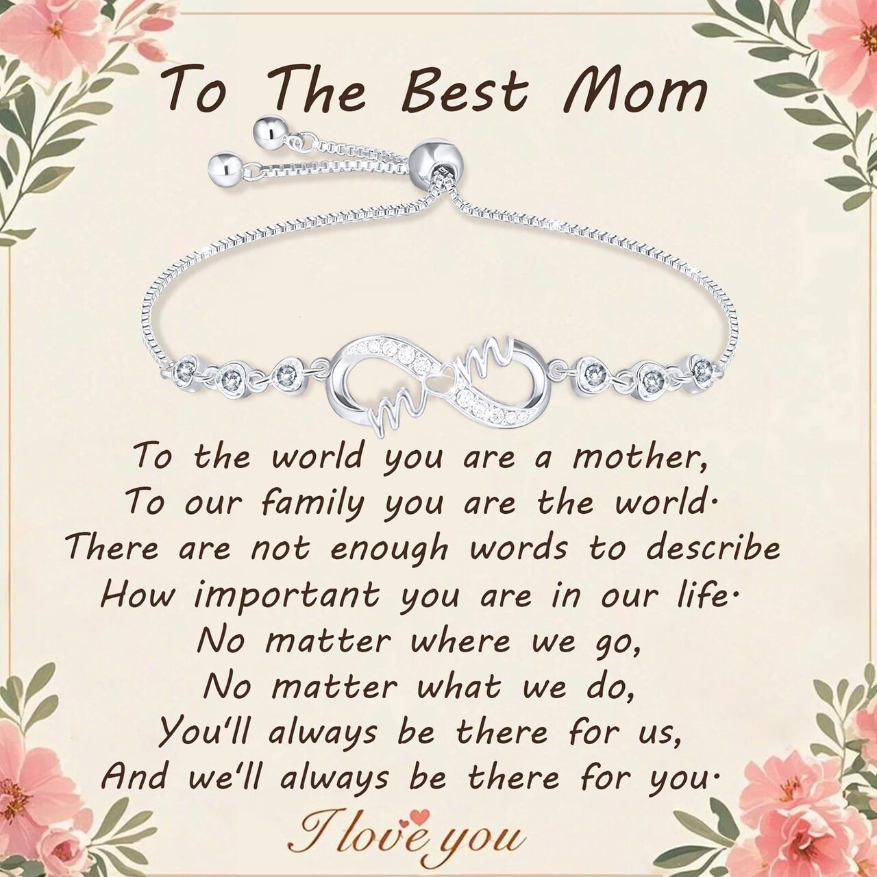 Mothers Day Gifts - Gifts for Mom Silver Bracelets for Mothers day Birthday Thanksgiving Gifts from Son Daughters